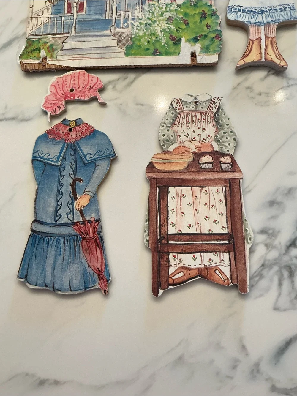 Blue Victorian Doll and House Playset - Decorative Paper Dolls